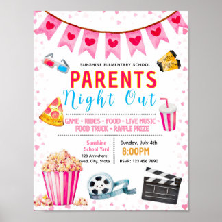 Redigerbar valentinsdag föräldernatt ute- flyer poster