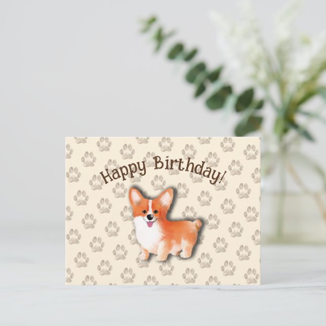 Redigerbar välkommen födelsedagskort Welsh Corgi P Vykort (Stående Fram)