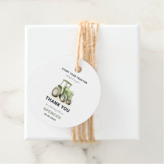 Redigerbar vattenfärgad Grönt Tractor Birthday Gåvor Etiketter