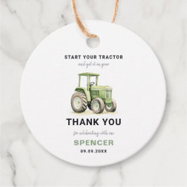Redigerbar vattenfärgad Grönt Tractor Birthday Gåvor Etiketter