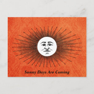 Redigerbar Vintage Celestial Orange Sol Rays Vykort