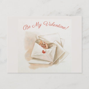 Redigerbar Vintage Cherub Peeking Valentine Vykort