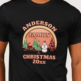 Redigerbar vintage för julfamiljen t shirt