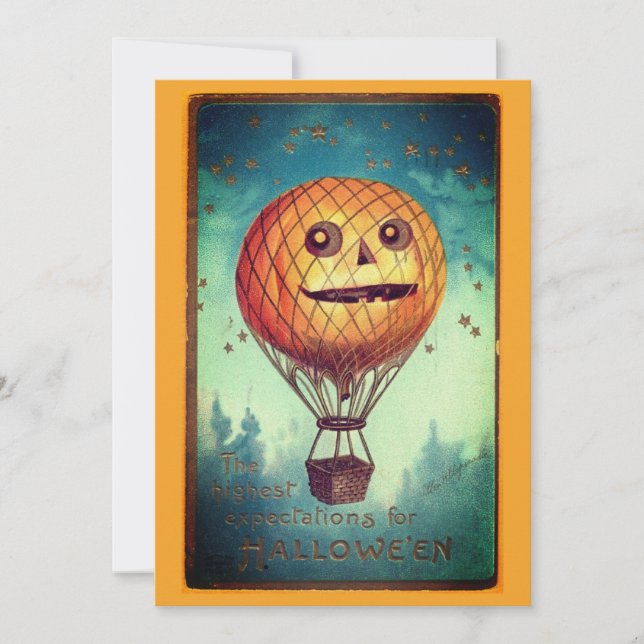Redigerbar Vintage Halloween-illustration Julkort (Framsida)
