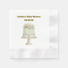 Redigerbar Vintage Neutral Baby Shower Pappersservett