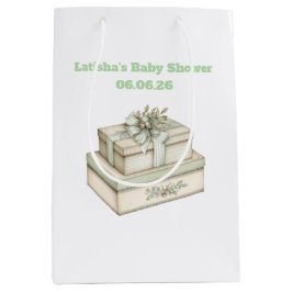 Redigerbar Vintage Neutral Presentpåse för Baby Sh
