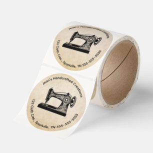 Redigerbar Vintage Symaskin Sömmerska Skräddare Runt Klistermärke