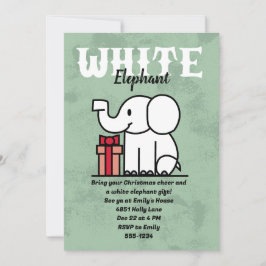 Redigerbar Vit Elefant-fest Custom Inbjudningar