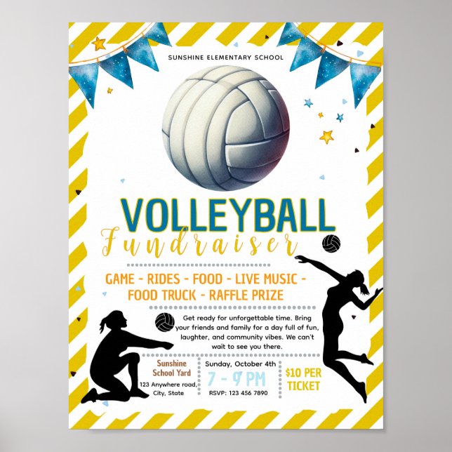 Redigerbar volleybollinsamlingsflygblad poster (Framsidan)