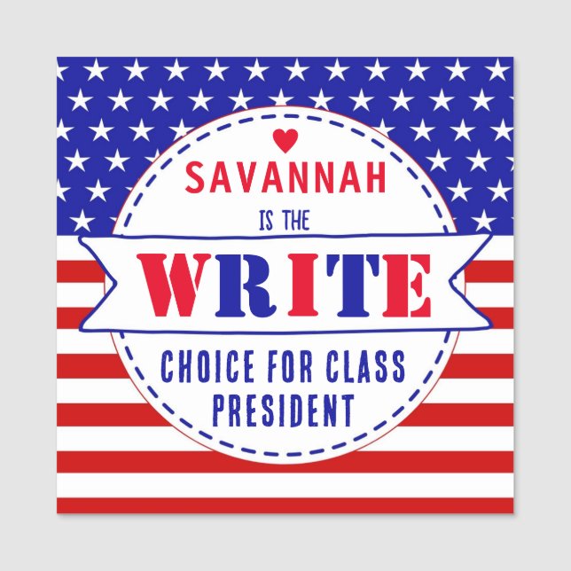 Redigerbar "Vote" för klassordförande med amerikan Namnbricka (Framsida)