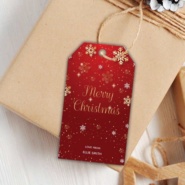 Redigerbara aktiva Helgdag favoritetiketter Presentetikett (Red Glitter Christmas Gift Tags)