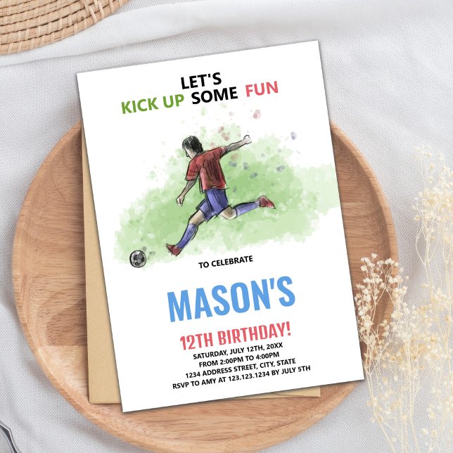 Redigerbara åtgärdsportar för bockar, Party-kort Inbjudningar (Running Soccer Birthday Invitations)