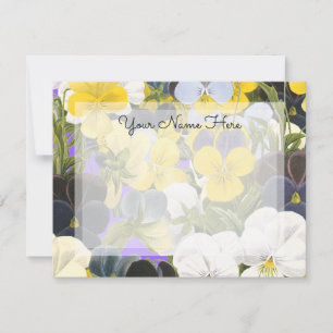 Redigerbara Blommigtar Violets och Pansy Mönster Anteckningskort