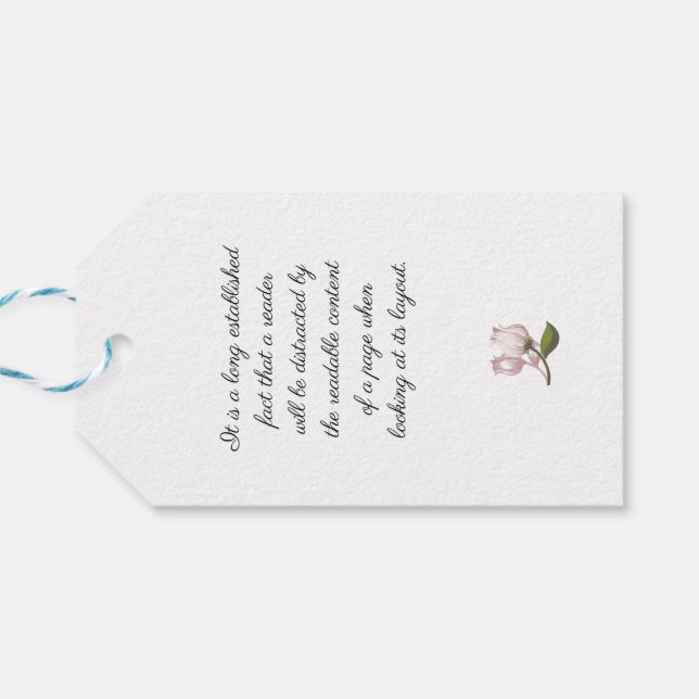 Redigerbara citattecken med Märkrn blommigt konst  Presentetikett (Baksidan Horisontell)