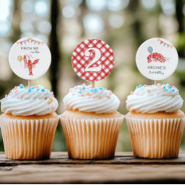 Redigerbara Crawfish Cupcake-toppdekorationer