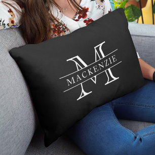 Redigerbara färger Klassiskt kantnamn Monogram Lumbarkudde