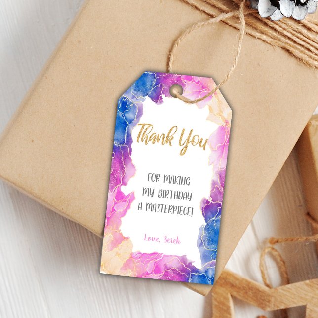 Redigerbara favoritMärkre för Flickr-konst med Gni Presentetikett (Glitter Paint Birthday Gift Tags)