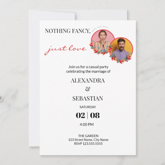 Redigerbara foton Bröllopsfestin inbjudan (Framsida)