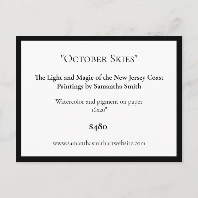 Redigerbara konstutställningsdisplaykort Konstetik Meddelande Vykort (Framsida)