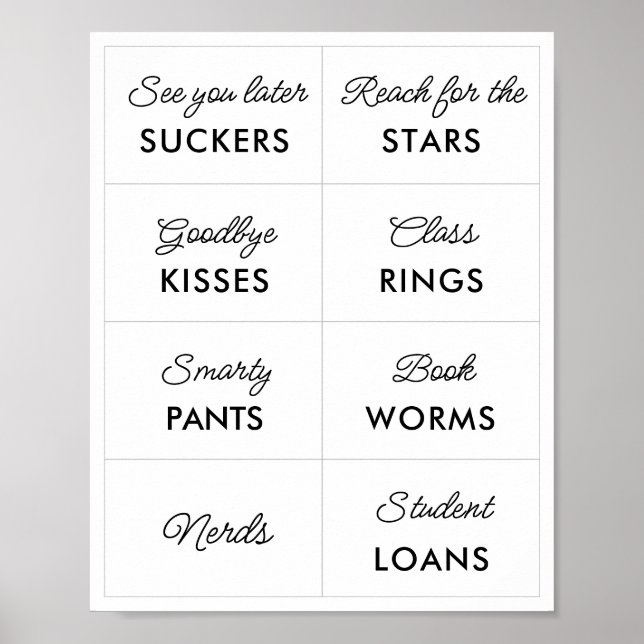 Redigerbara minimalisttecken 2 Studenten Candy Pub Poster (Framsidan)