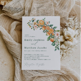 Redigerbara moderna Citrus-Thed-bröllop-inbjudning Inbjudningar