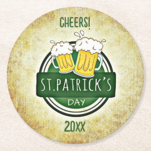 Redigerbara ölmuggar St Patricks Day Underlägg Papper Rund