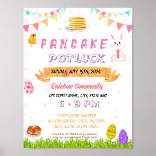 Redigerbara pancakes med Påskhare flyer Poster