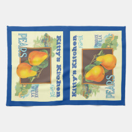 Redigerbara Päron Vintage Fruktlåda Konst Kökshandduk