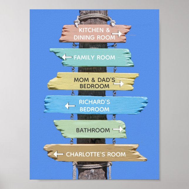 Redigerbara pastellskyltar för Rustic Home Beach Poster (Framsidan)