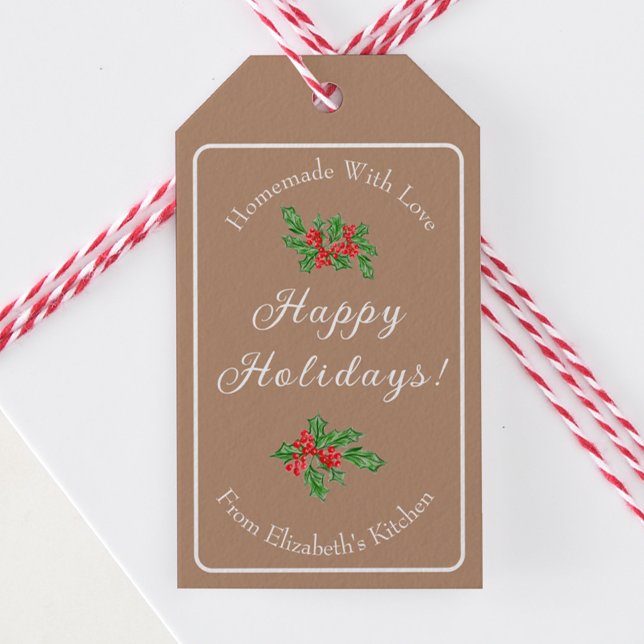 Redigerbara present för julbakning Brun Glad jul Presentetikett (Skapare uppladdad)