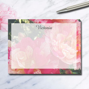 Redigerbara rosa vita randiga rosor Blommig 10 cm Post-it Block