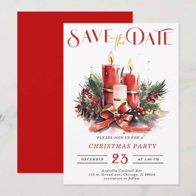 Redigerbara Save The Date-mallar Julfest Inbjudningar (Fram/baksida)