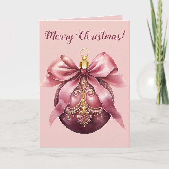 Redigerbara skuggor från Rosa Jul Ornament Kort (Framsida)