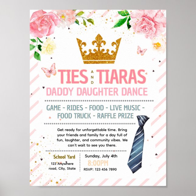 Redigerbara slipsar och diadem dansflygblad poster (Framsidan)