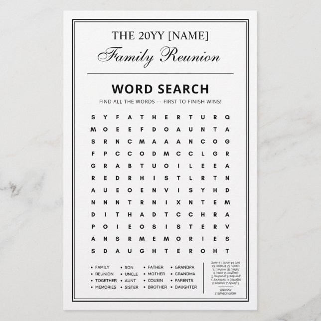 Redigerbara spel i Party, Ord-spel för familjeåter Flygblad (Framsidan)