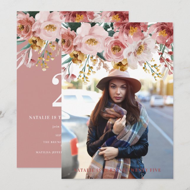 Redigerbart åldersfoto för blommigt med ogynnsamma (Fram/baksida)