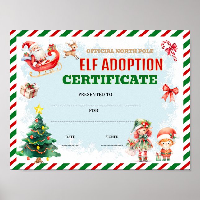 Redigerbart alttillsynsbevis för elf-adoption poster (Framsidan)