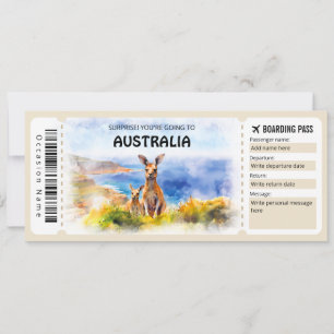 Redigerbart Australiskt boardingpass Flygplan bilj Inbjudningar
