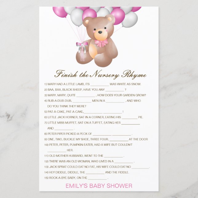 Redigerbart Avsluta Nursery Rhyme med svar (Framsida)