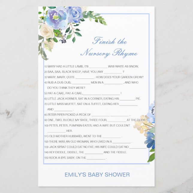 Redigerbart Avsluta Nursery Rhyme med svar (Framsida)