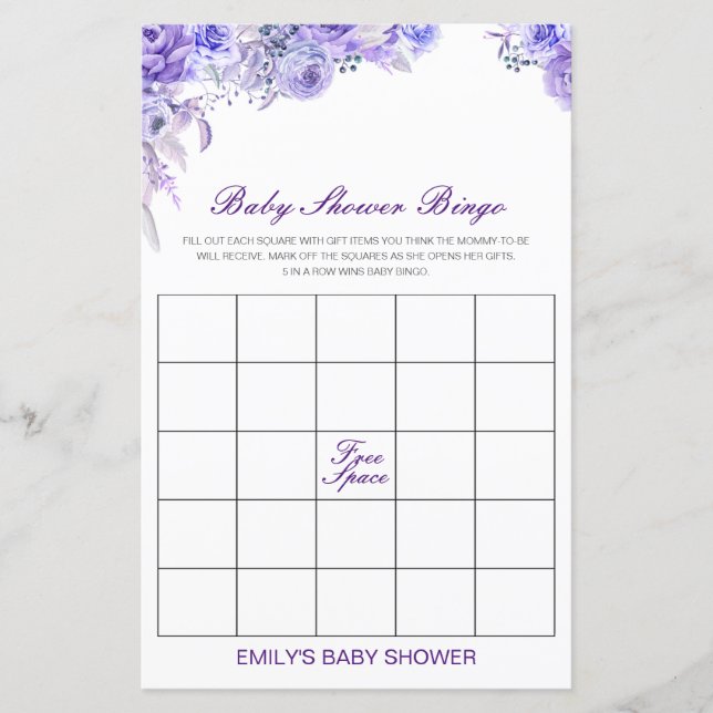 Redigerbart Baby Bingo Baby Shower-spel utskrivet (Framsida)