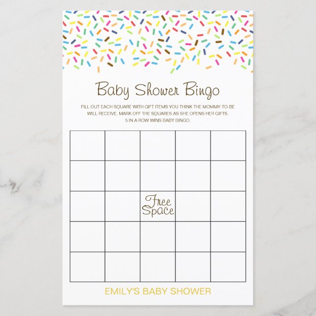 Redigerbart Baby Bingo Baby Shower-spel utskrivet (Framsida)