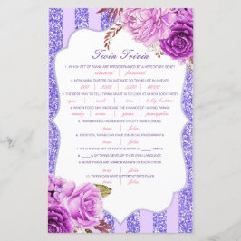 Redigerbart Baby Twin Trivia Baby Shower med svar