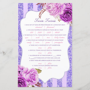Redigerbart Baby Twin Trivia Baby Shower med svar