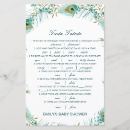 Redigerbart Baby Twin Trivia Baby Shower med svar