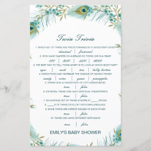 Redigerbart Baby Twin Trivia Baby Shower med svar