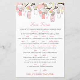 Redigerbart Baby Twin Trivia Baby Shower med svar