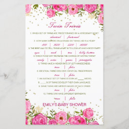Redigerbart Baby Twin Trivia Baby Shower med svar