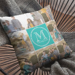 Redigerbart bakgrundsfoto för Färg Anpassningsbar  Kudde<br><div class="desc">Monogramfotomudd med runt vitt gräns som du kan lägga till 8 av dina egna foton och anpassa med ditt ursprungliga foto och namn. Du kan också redigera bakgrunden färg (klicka på anpassningsknappen) i avsnittet mitten där monogrammet är förskjutet. Underbar som gåvor till familj och vänner eller för dig själv för...</div>
