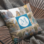 Redigerbart bakgrundsfoto för Färg Round Monogram Kudde<br><div class="desc">Monogramfoto-kudde som du kan lägga till 8 av dina egna foton och anpassa med dina ursprungliga bilder och namn som är inställda i den vita runda bilden. Du kan också redigera bakgrunden färg (klicka på anpassningsknappen) i avsnittet mitten så att den stämmer överens med teckensnittet färg. Underbar som gåvor till...</div>